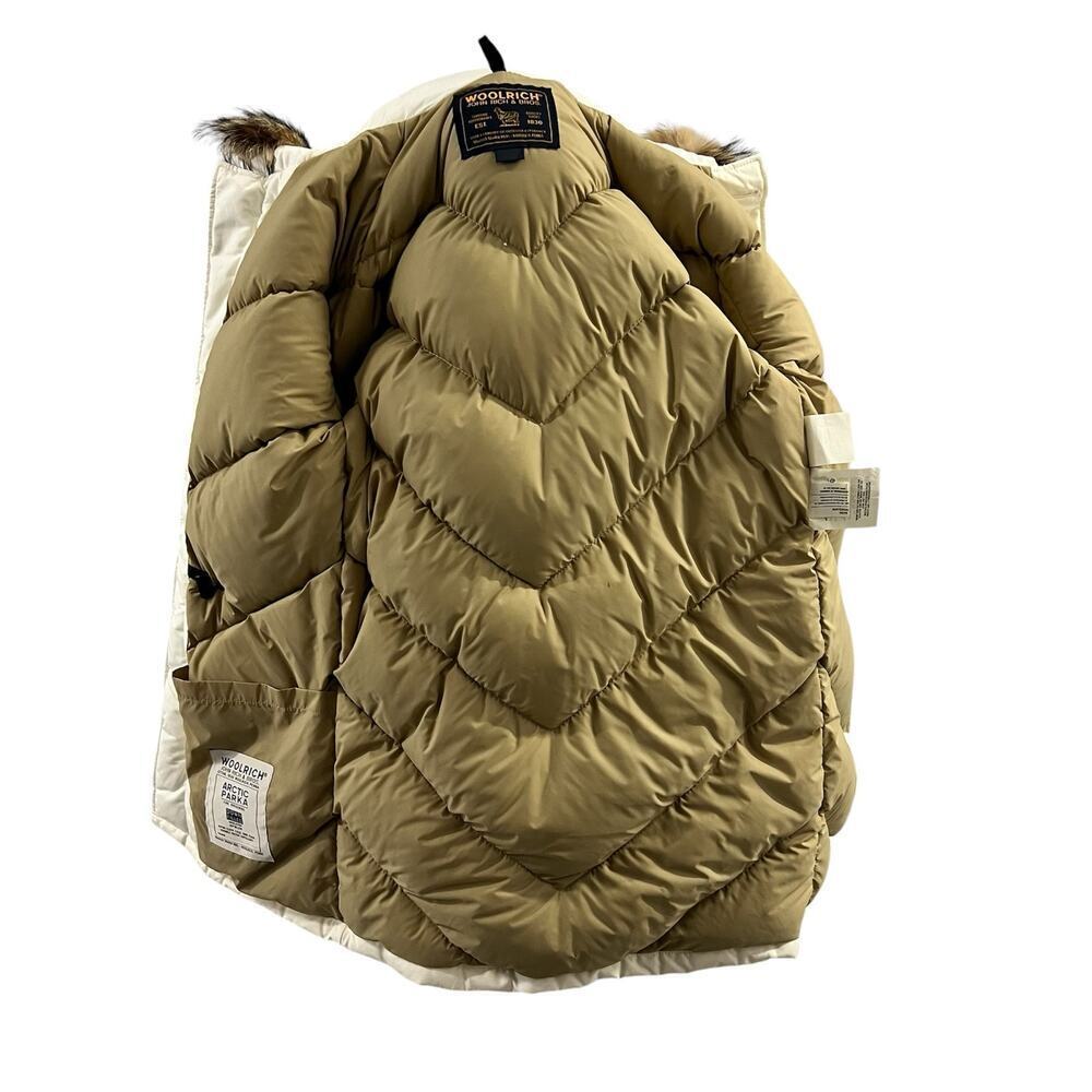 Woolrich Arctic Parka Coat Winter Jacket Vintage Designer Beige Size XS Unisex - Picture 4 of 10